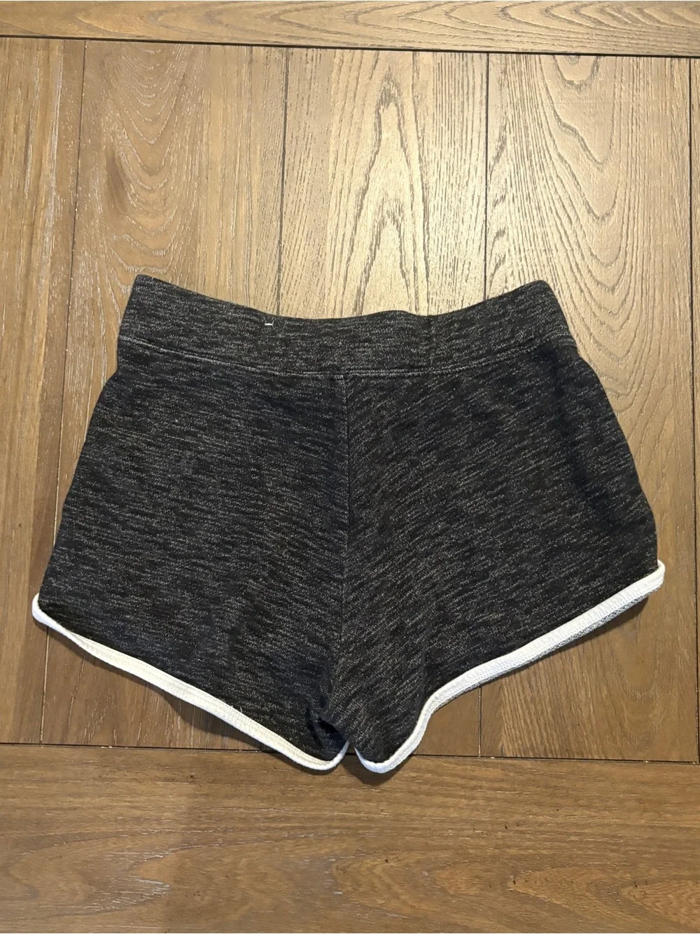 Justice Black Knit Girls' Drawstring Shorts with White Trim